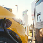 Electric vehicle charging station. Image is used to show EV fire hazards